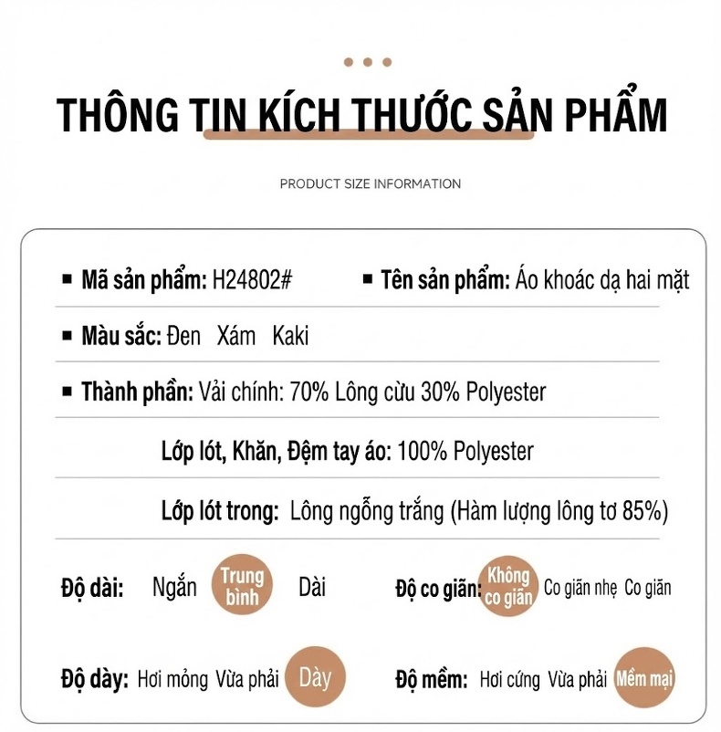 Áo Khoác Dạ Nam Lông Vũ Lót Lông Cừu Áo Khoác Len Dáng Dài Màu Xám, Đen chi tiết 18