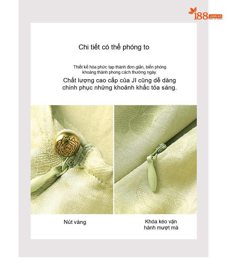 Váy Dáng Dài Nữ Lụa Gấm Thượng Hải Cách Tân Tay Lỡ Chiết Eo Màu Xanh Lá Cây Nhạt, Xanh Dương, Trắng Ngà chi tiết 7