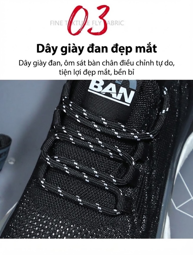 Giày Thể Thao Nam Vải Lưới Thoáng Khí Chiều Cao Đế Khoảng 4cm Màu Đen chi tiết 8