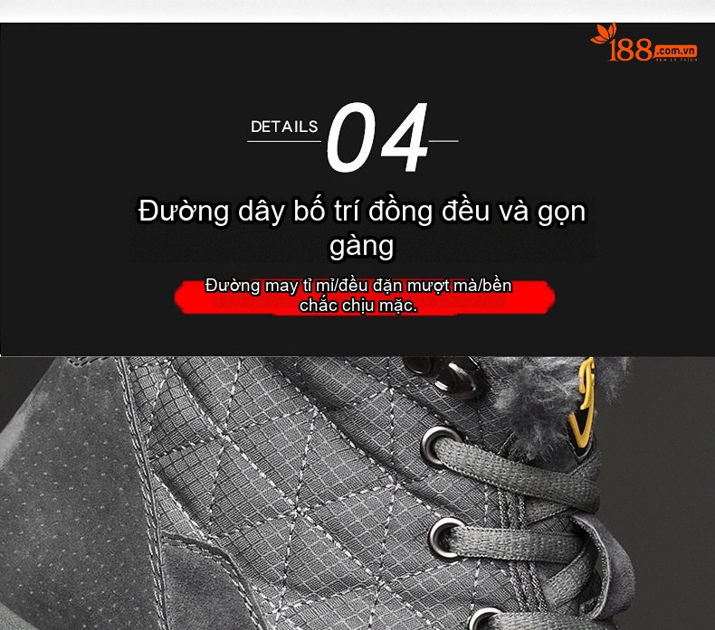 Giày Boot Nam Cổ Cao Lót Lông Đi Tuyết Chống Trượt Chiều Cao Đế Khoảng 4cm Màu Đen, Xám chi tiết 13