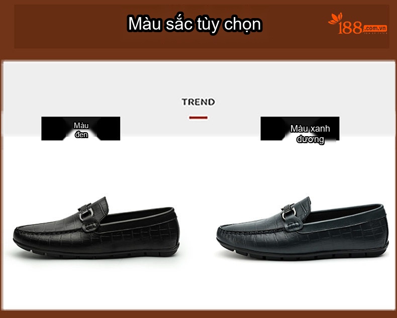 Giày Lười Nam Da Vân Cá Sấu Chiều Cao Đế Khoảng 2cm Màu Đen, Xanh Navy chi tiết 4