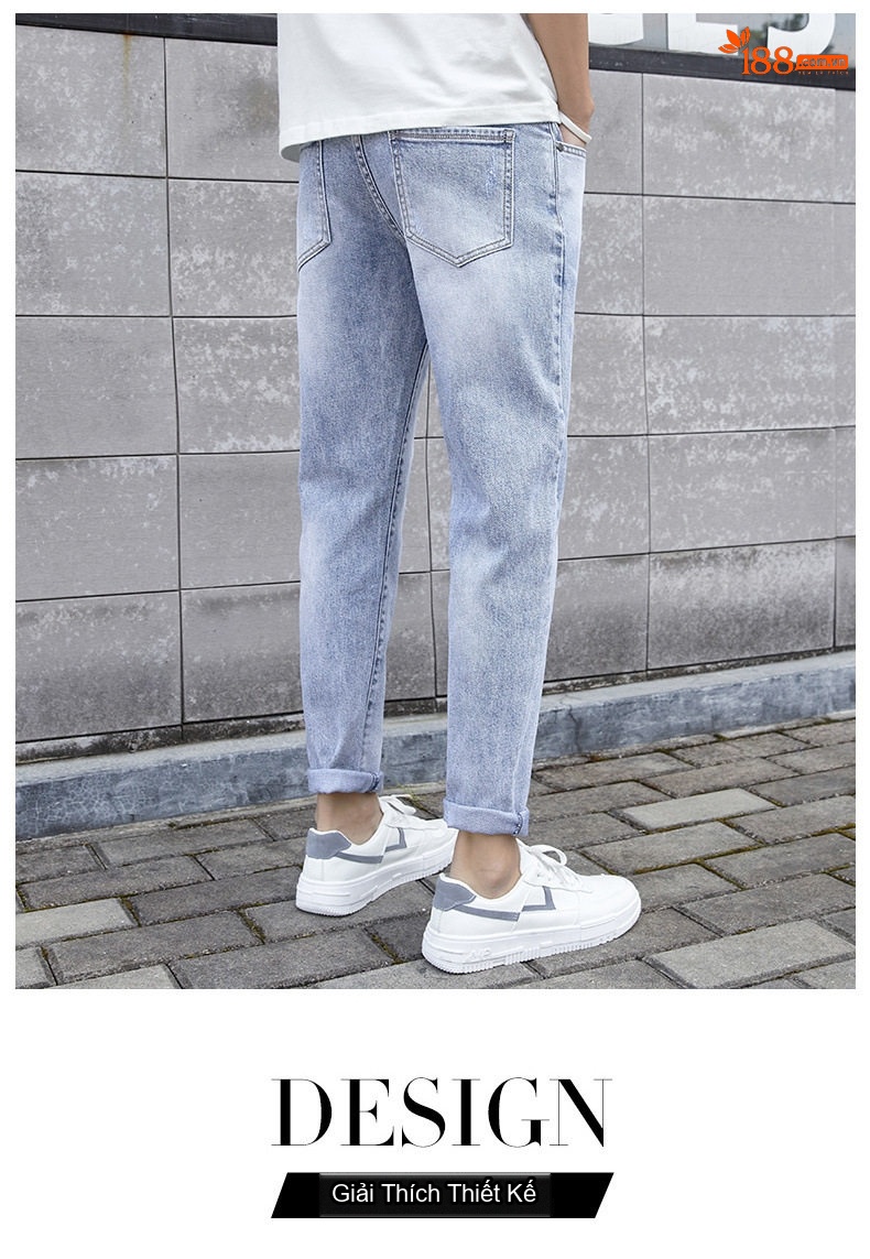 Quần Jean Nam Dáng Slim Fit Ống Lửng Phong Cách Casual Màu Xanh chi tiết 34