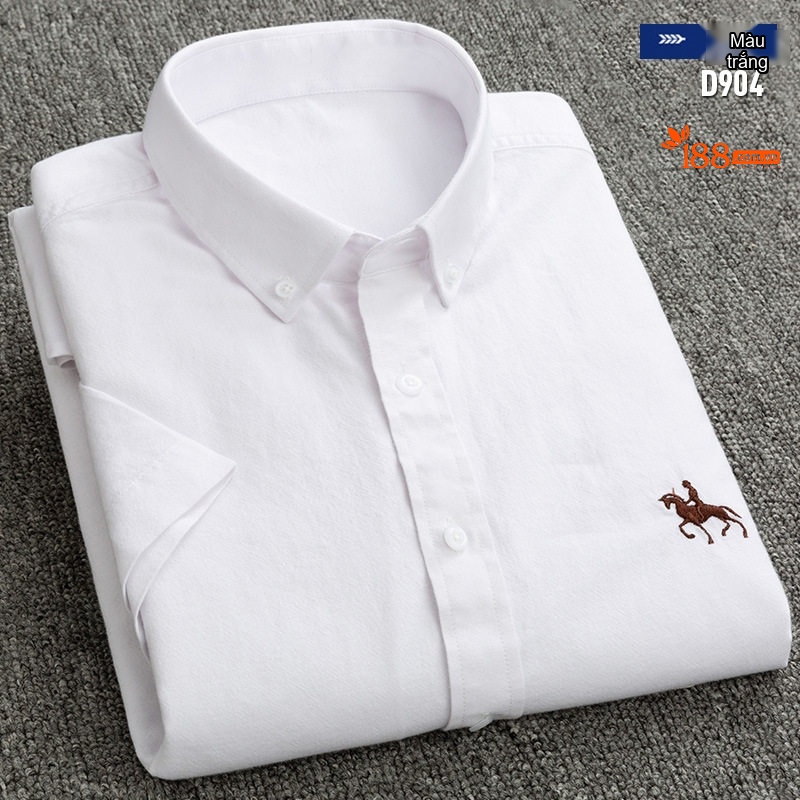 Áo Sơ Mi Ngắn Tay Nam Cotton Oxford Dáng Ôm Vừa Vặn Màu Trắng, Xám, Xanh Dương, Xanh Mint...