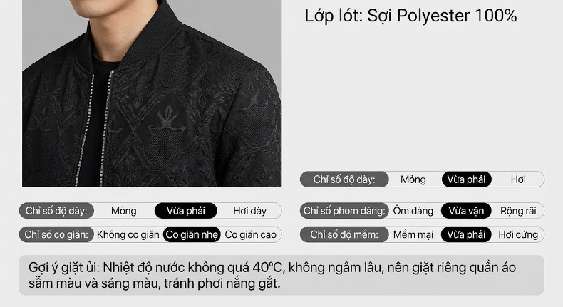 Áo Khoác Da Nam Dáng Dài Cổ chữ Vest Form Ôm Phong Cách Hàn Quốc Màu Đen chi tiết 4