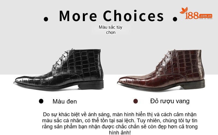 Giày Martin Nam Da Bò Cao Cổ Có Dây Chiều Cao Đế Khoảng 3cm Màu Đen, Nâu chi tiết 6