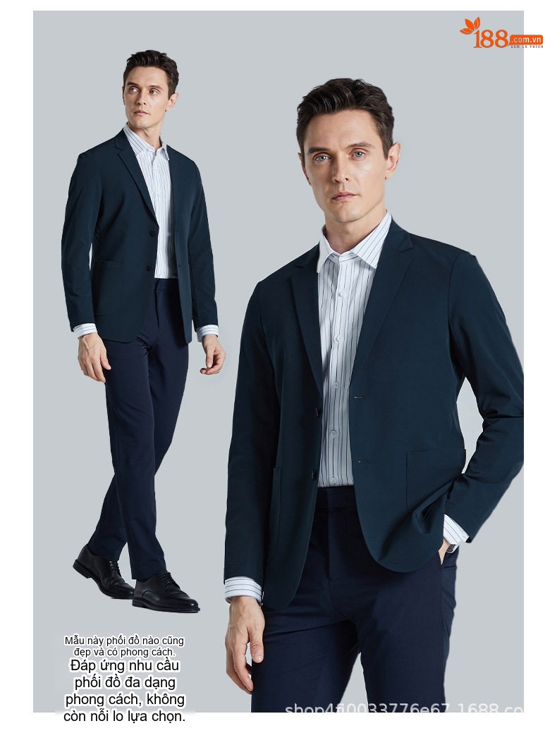 Áo Blazer Nam Mỏng Nhẹ Phong Cách Hàn Quốc Màu Xám, Xanh Navy chi tiết 3