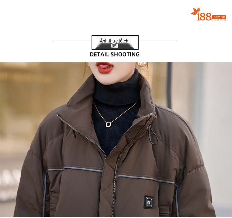 Áo Khoác Phao Nữ Ngắn Thiết Kế Dáng Bomber Ấm Áp Màu Trắng, Đen, Nâu, Tím chi tiết 42