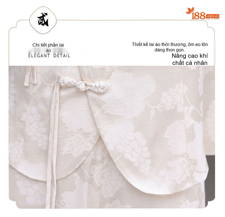 Set Bộ Quần Áo Nữ Kiểu Trung Hoa Cách Tân Áo Tay Ngắn Quần Ống Rộng Thời Trang Màu Trắng, Hồng chi tiết 5