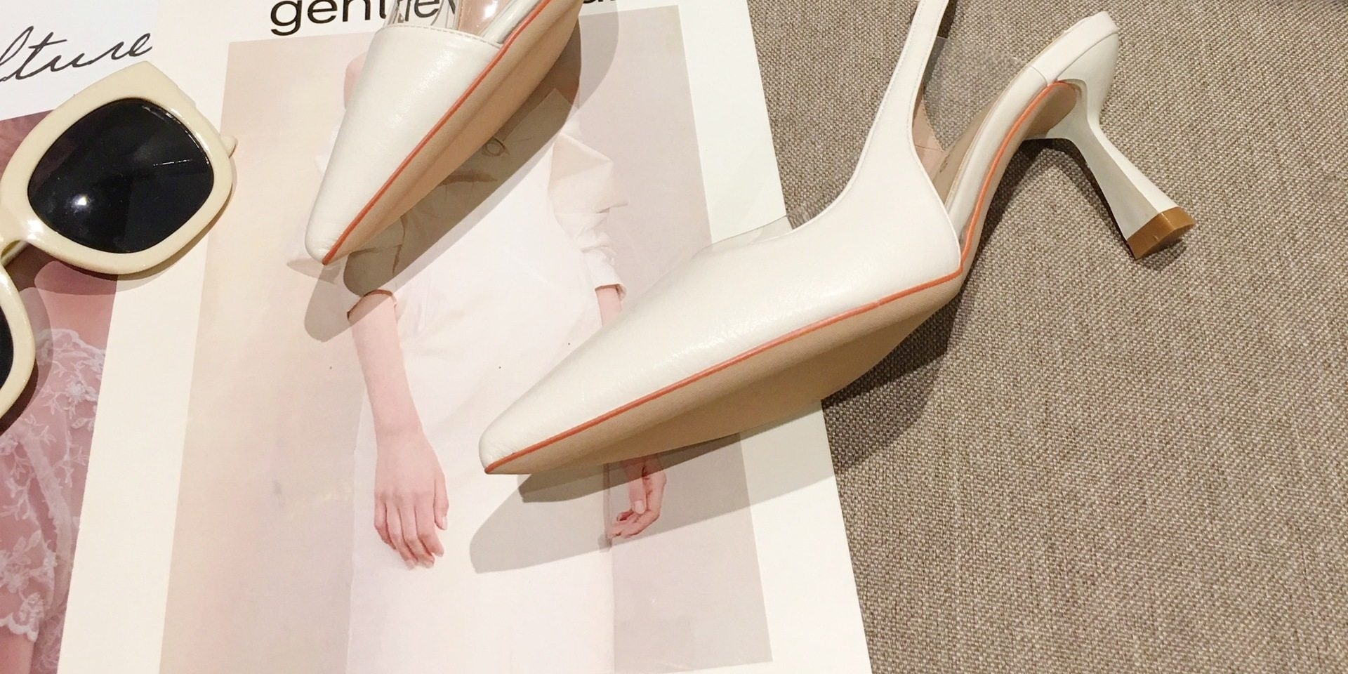 Giày Cao Gót Nữ Bít Mũi Da Mờ Hở Gót Chiều Cao Đế Khoảng 6cm Màu Đen, Trắng chi tiết 11