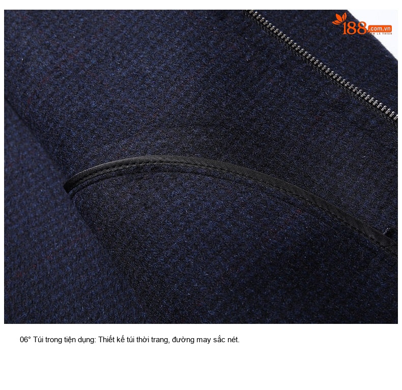 Áo Khoác Nam Hai Mặt Nỉ Lông Cừu Cổ Bẻ Dáng Bomber Màu Xanh Navy chi tiết 33