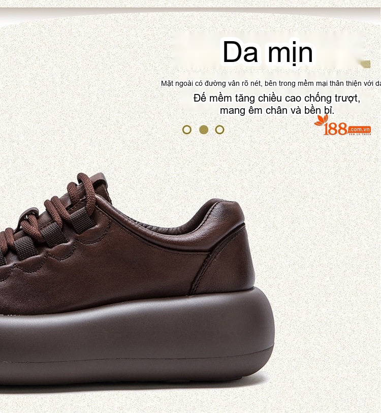 Giày Oxford Nữ Da Bò Đế Dày Chiều Cao Đế Khoảng 5cm Màu Đen, Nâu chi tiết 3