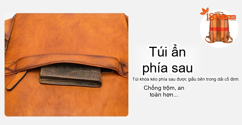 Balo Du Lịch Da Bò MASIWEI, Balo Laptop Da Thật Phong Cách Retro Màu Nâu chi tiết 25