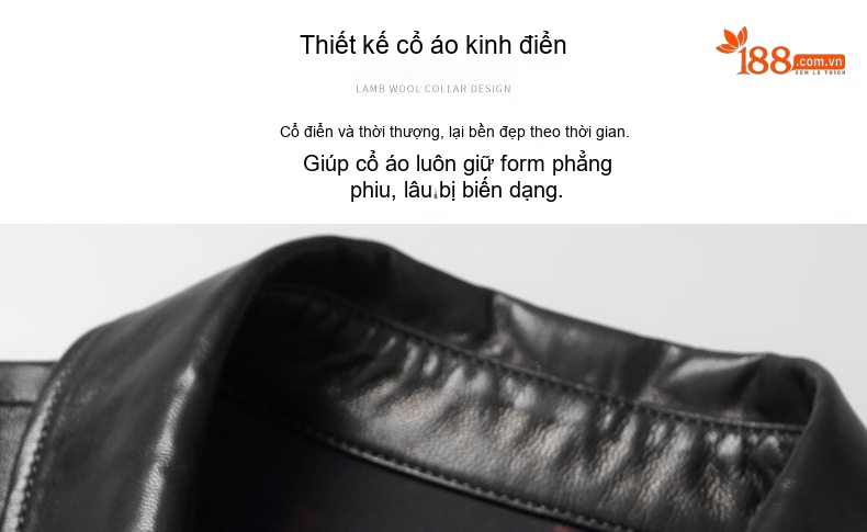 Áo Khoác Da Nam Da Thật Cổ Bẻ Dáng Mỏng Màu Đen chi tiết 3