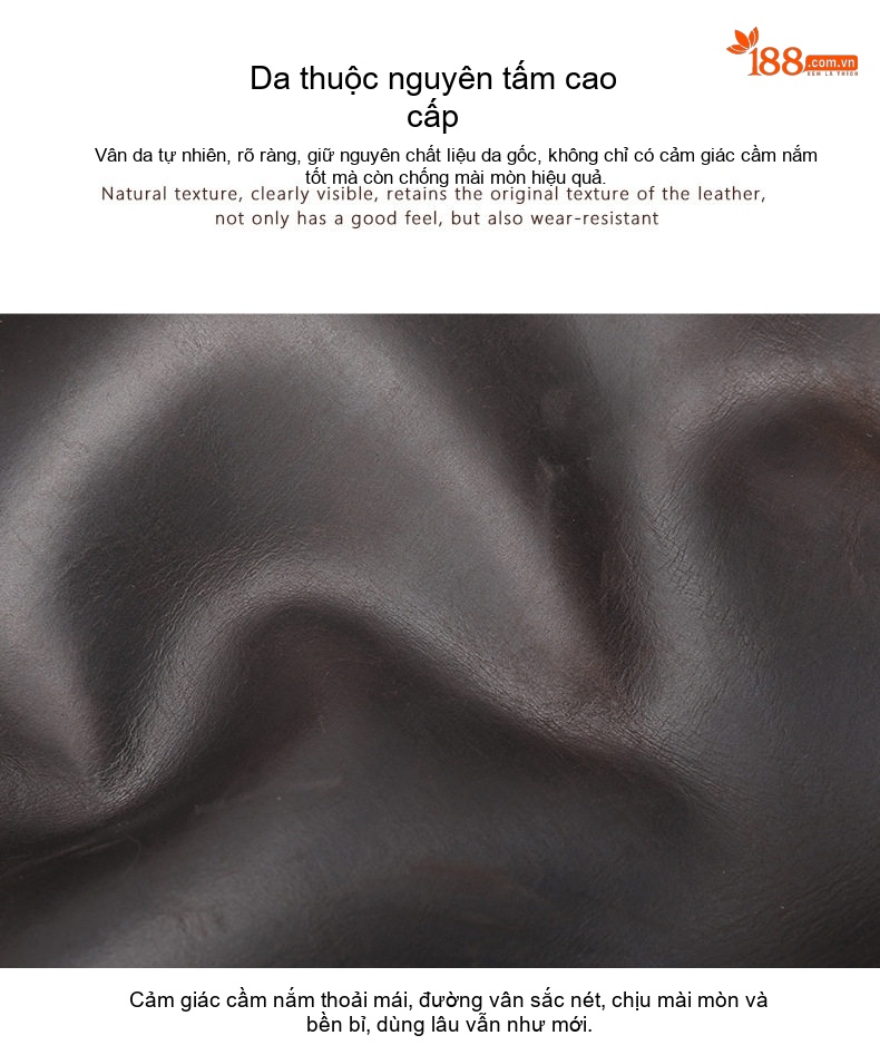 Balo Da Bò Sáp Crazy Horse Đựng Laptop Du Lịch Phong Cách Âu Mỹ Màu Nâu chi tiết 11