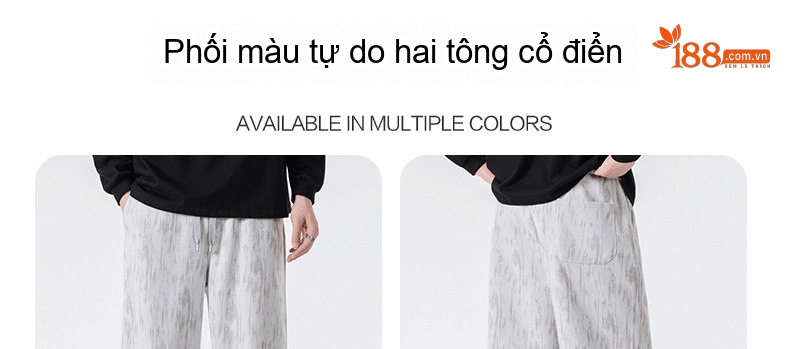 Quần Ống Rộng Nam Dáng Thể Thao Vải Sọc Ziczac Phong Cách Retro Mỹ chi tiết 9