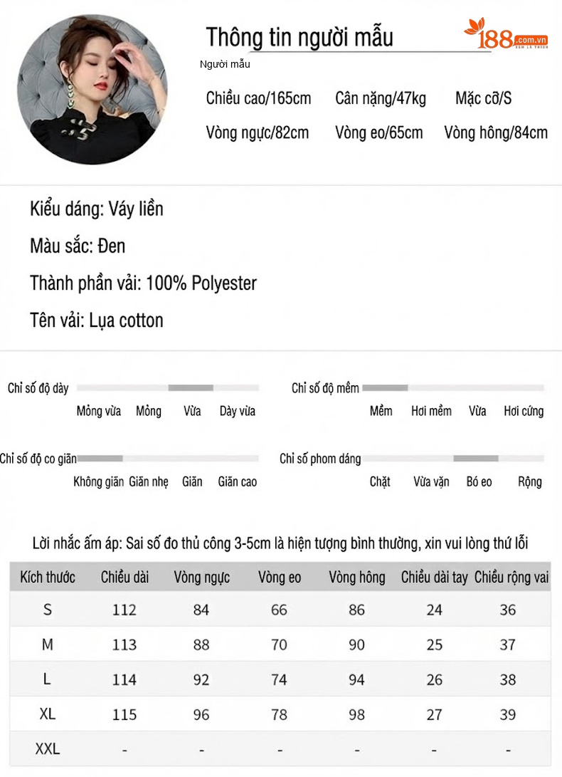 Váy Đầm Trung Hoa Cách Tân Cổ Tàu Tay Ngắn Xẻ Tà Dáng Ôm Màu Đen chi tiết 2