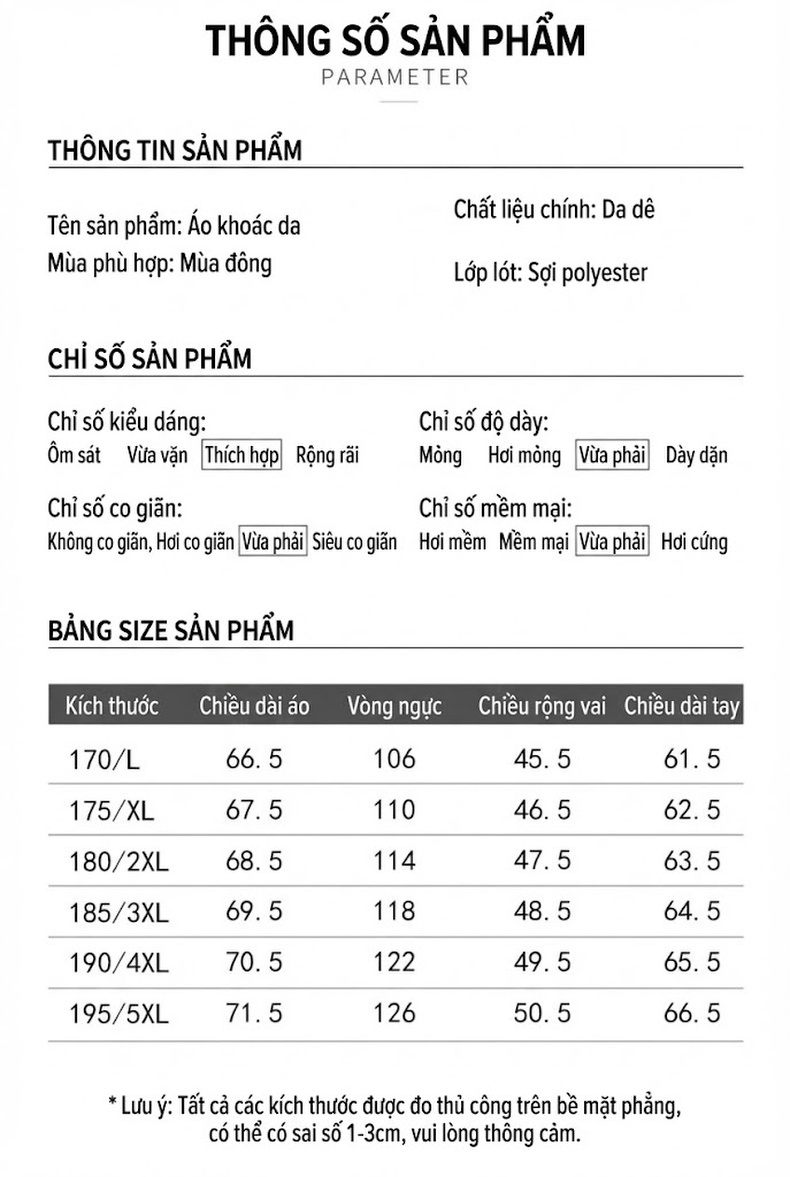Áo Khoác Da Dê Nam Cổ Bẻ Khóa Kéo Phong Cách Lịch Lãm Màu Đen chi tiết 7
