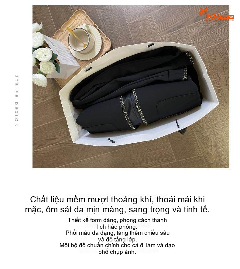 Set Bộ Quần Áo Dài Tay Nữ Phong Cách Hàn Quốc Trẻ Trung Màu Đen chi tiết 4