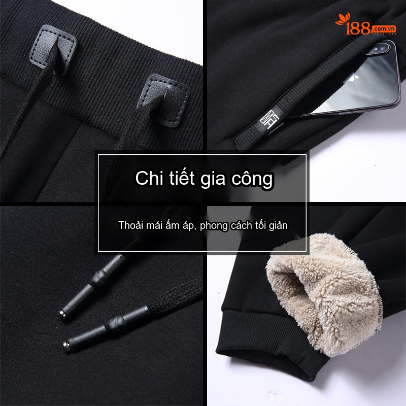 Quần thể thao nam lót lông cừu non dày dặn giữ ấm mùa đông