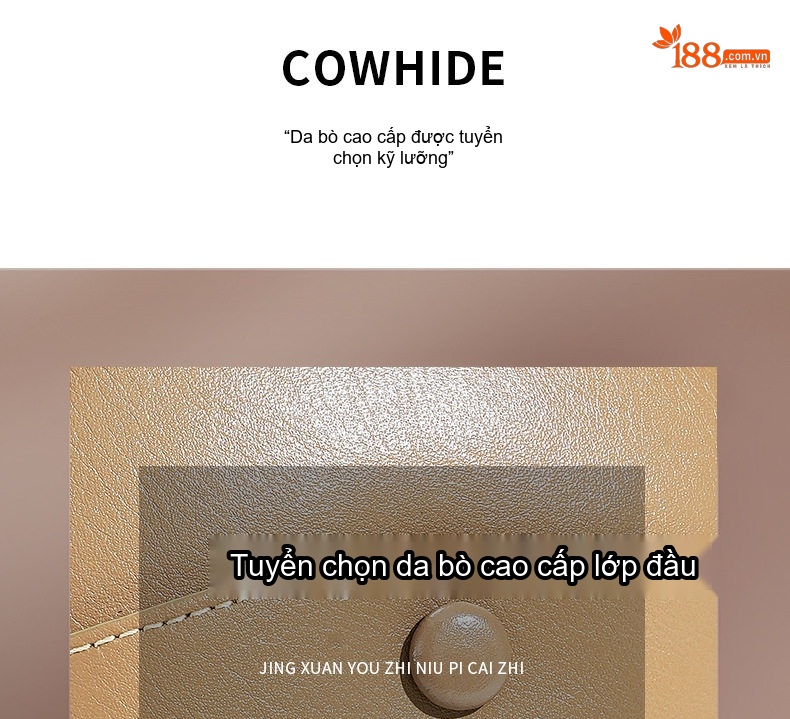 Túi Đeo Chéo Nữ Da Bò Mini Đựng Điện Thoại Thời Trang Màu Nâu, Đen, Trắng, Be chi tiết 11