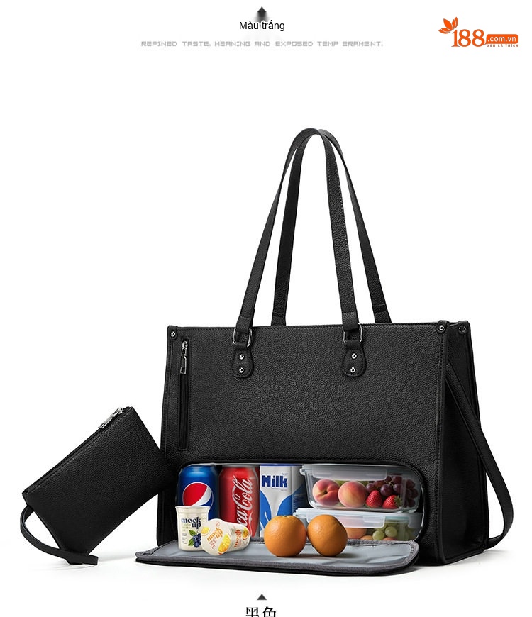 Túi Tote Nữ Đa Năng Da Mờ Sức Chứa Lớn Đựng Laptop Màu Nâu, Đen, Trắng chi tiết 9