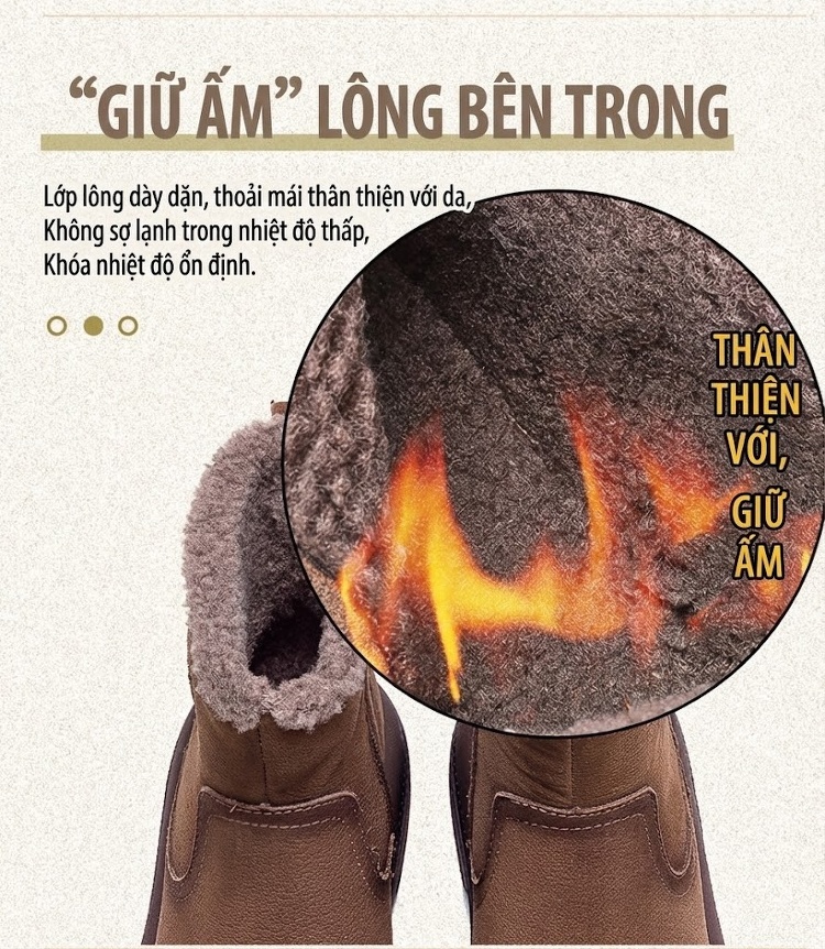 Boot Nữ Ngắn Cổ Lót Lông Giữ Ấm Mùa Đông Chiều Cao Đế Khoảng 3cm Màu Nâu chi tiết 5