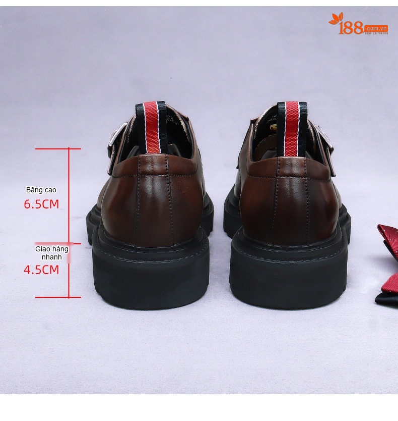 Giày Tây Nam Da Bò Khóa Cài Chiều Cao Đế Khoảng 4cm Màu Đen, Nâu chi tiết 17