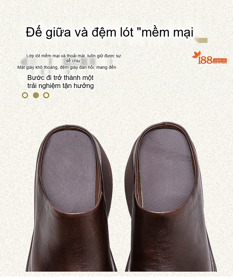 Dép Sục Nữ Da Bóng Đế Dày Chiều Cao Đế Khoảng 6cm Màu Đen, Nâu chi tiết 6
