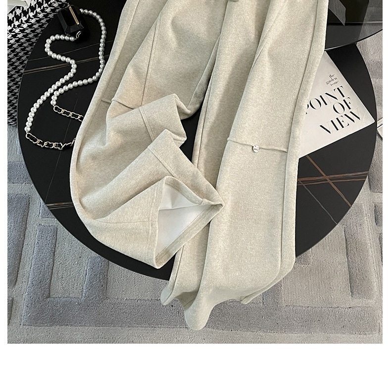 Bộ Đồ Nữ Thu Đông Dáng Rộng Áo Hoodie Có Mũ Quần Ống Rộng Lót Lông Dày Dặn Màu Hồng, Kem chi tiết 7