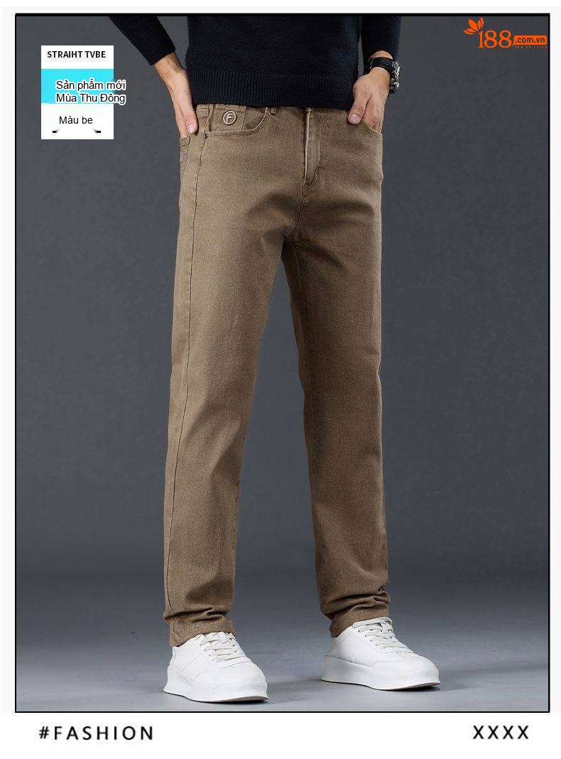Quần Dài Nam Cotton Thun Co Giãn Dáng Suông Rộng Phong Cách Công Sở Màu Đen, Xám, Nâu, Xanh chi tiết 13