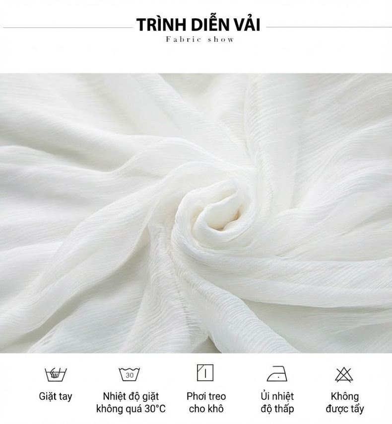 Váy Lụa Tằm Tự Nhiên Tay Lỡ Dáng Dài Đi Biển Cho Mẹ Màu Trắng chi tiết 4