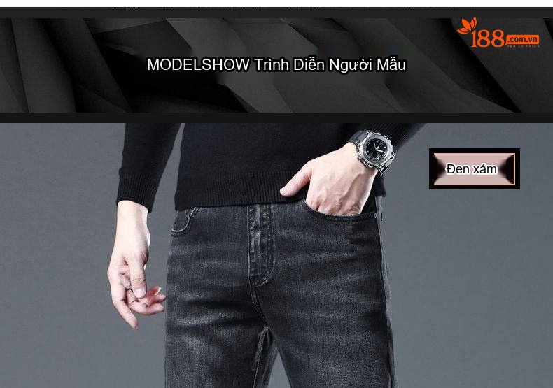 Quần Jean Nam Ống Đứng Lyocell Dáng Ôm Vừa Vặn Màu Xanh Dương chi tiết 15