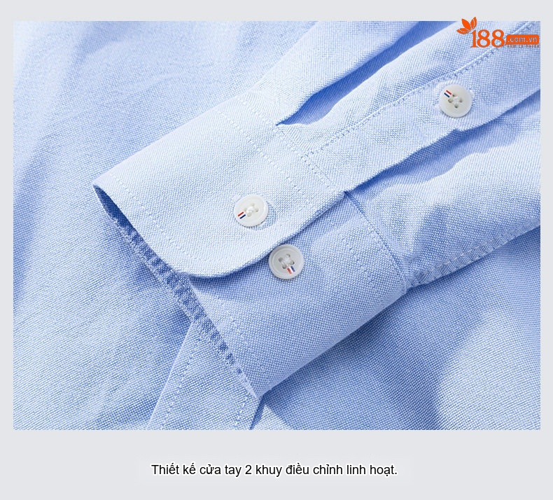 Áo Sơ Mi Nam Tay Dài Cổ Trụ Oxford Cotton Dáng Ôm Màu Vàng, Xanh Lam, Xanh Dương, Xám... chi tiết 25