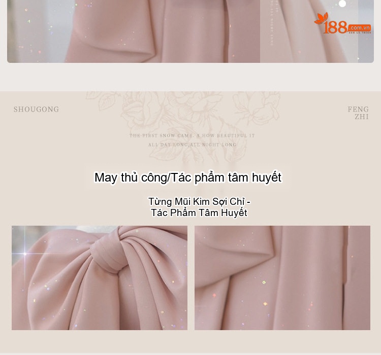 Váy Dạ Hội Dáng Dài Hở Vai Đính Nơ Lớn Dự Tiệc Cưới Hỏi Cho Cô Dâu Màu Đỏ, Hồng chi tiết 3