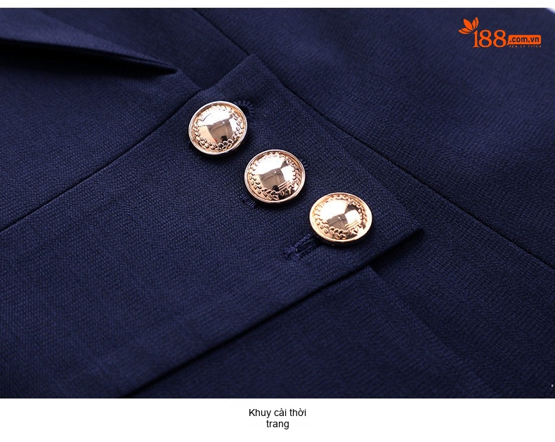 Bộ Vest Công Sở Nữ Tay Ngắn Màu Xanh Navy, Xám, Kem chi tiết 23