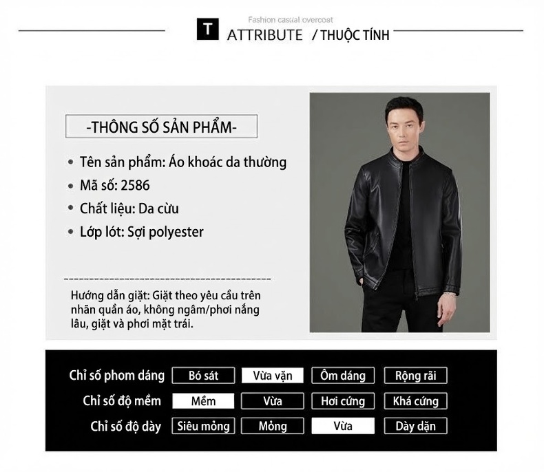 Áo Khoác Da Thật Nam Trung Niên Lót Lông Ấm Áp Màu Đen chi tiết 21