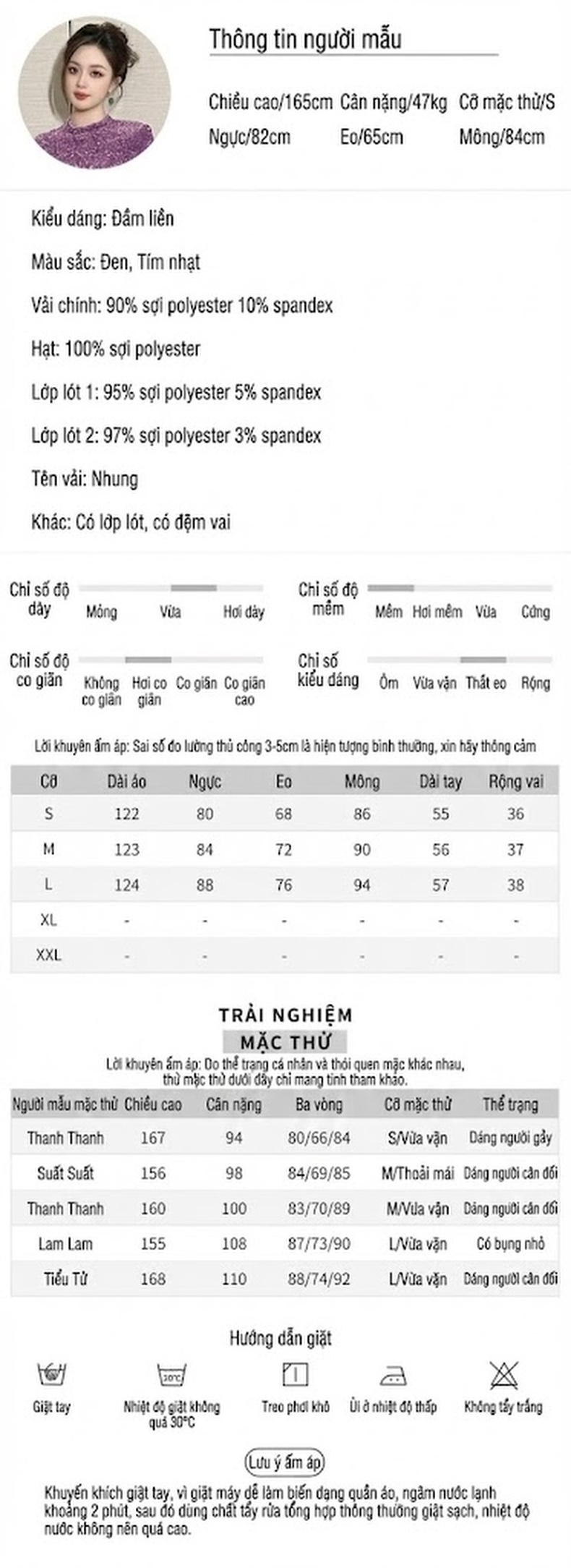 Váy Dạ Hội Nữ Cổ Tròn Tay Dài Đính Kim Sa Lấp Lánh Dáng Ôm Đuôi Cá Màu Đen, Tím chi tiết 2
