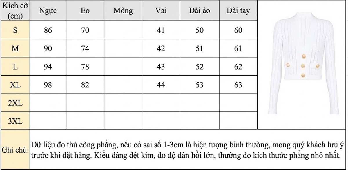Áo Khoác Cardigan Nữ Dệt Kim Tay Dài Cổ Chữ V Khoét Lỗ Màu Trắng, Đen chi tiết 1