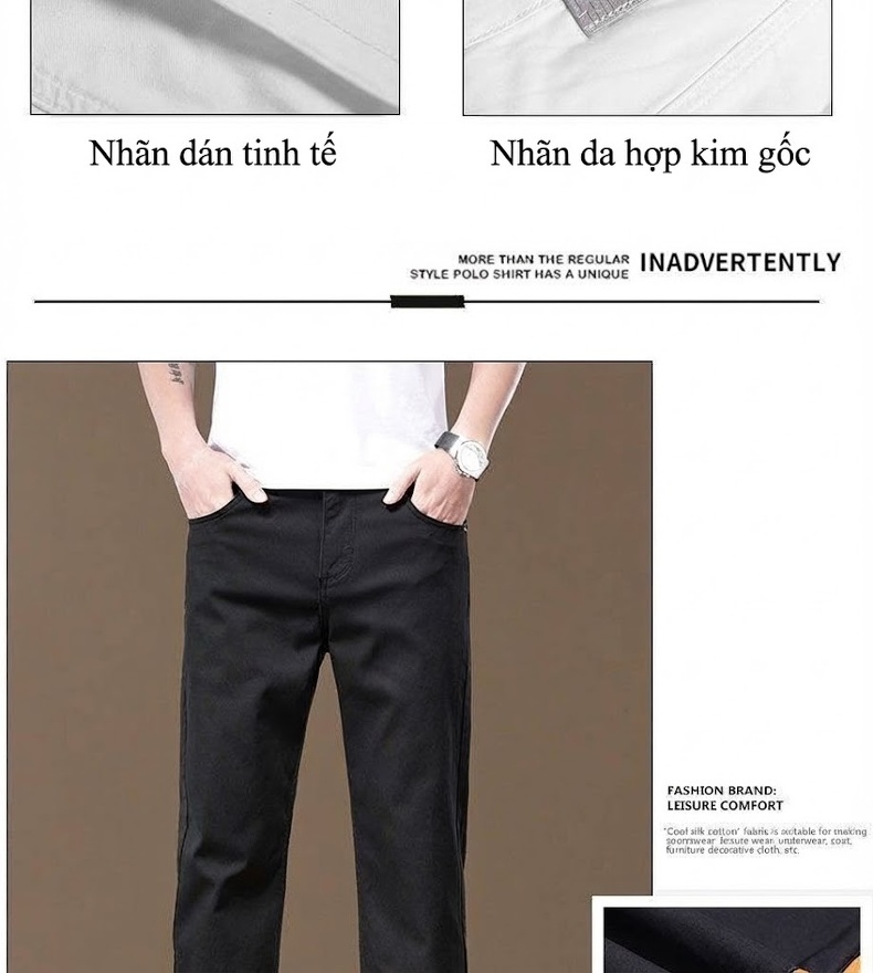 Quần Dài Nam Cotton Co Giãn 7 Màu Ống Đứng Thoải Mái chi tiết 22