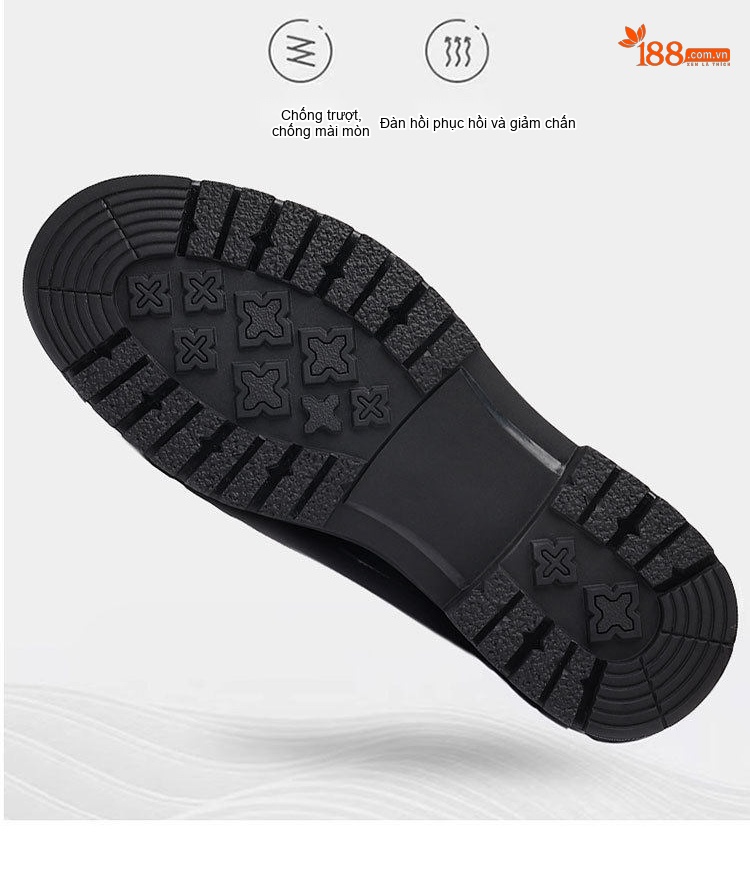 Giày Lười Nam Da Bò Cao Cấp Chiều Cao Đế Khoảng 3cm Màu Đen chi tiết 9