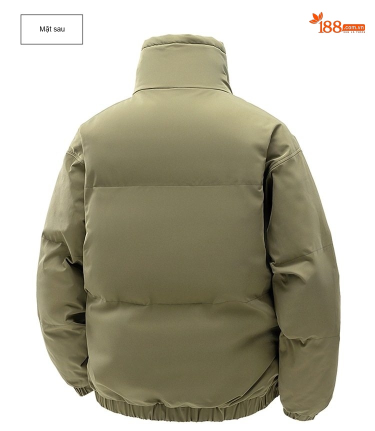Áo Khoác Cotton Nam Nữ Cổ Trụ Dáng Rộng Phong Cách Hàn Quốc Màu Xanh Rêu, Đỏ San Hô, Đen chi tiết 24