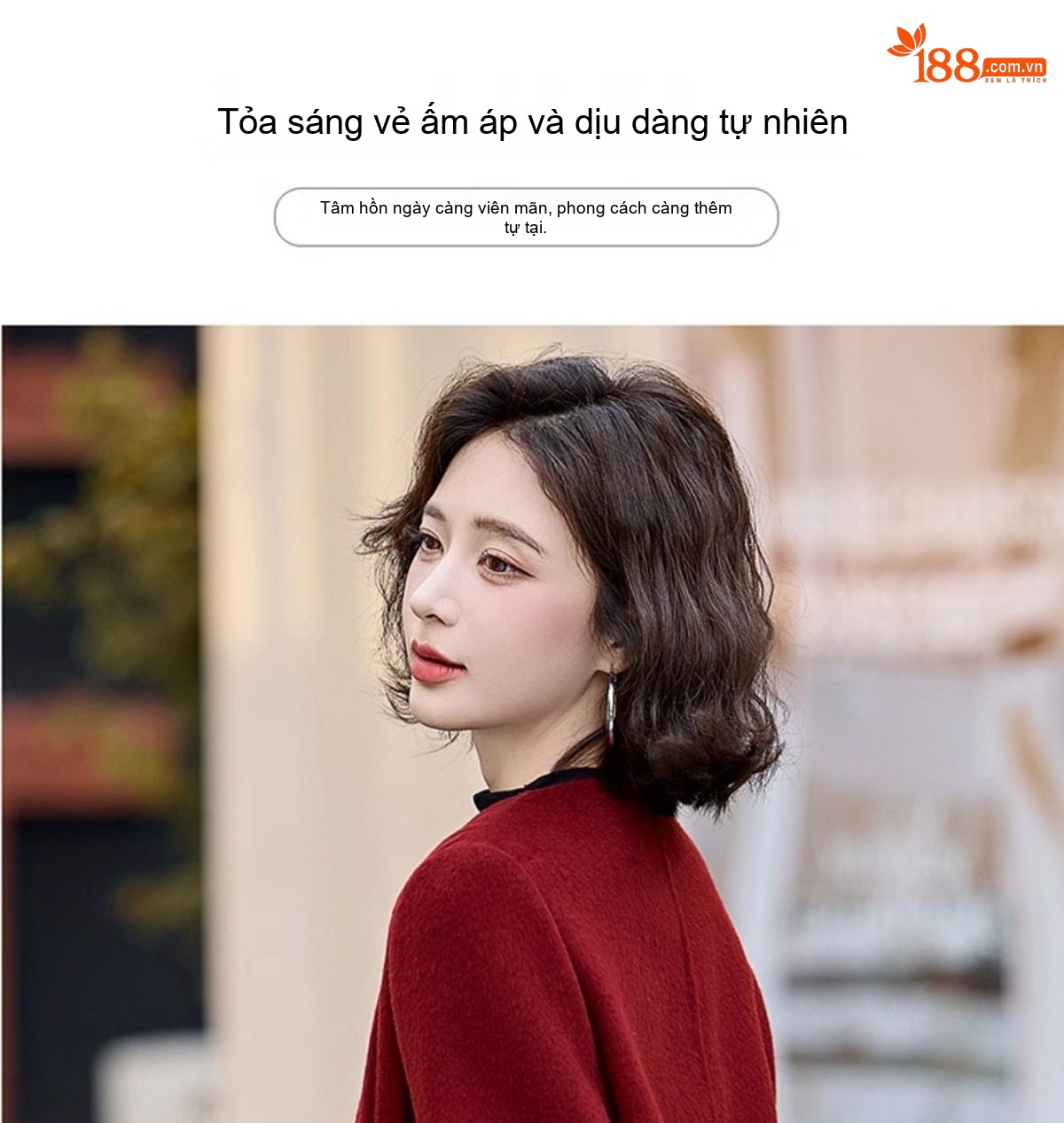 Áo Khoác Lông Cừu Nữ Màu Đỏ Đô Phong Cách Tiểu Thư chi tiết 23