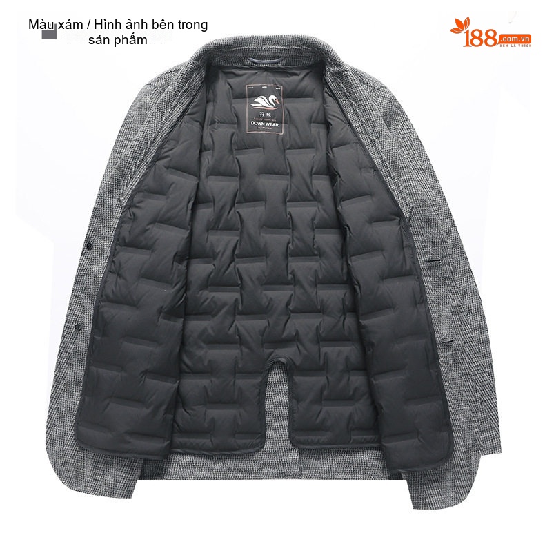 Áo Vest Nam Hai Mặt Lông Cừu Tây Trang Lót Lông Vũ Tháo Rời Phong Cách Thanh Niên Màu Xám, Đen chi tiết 14