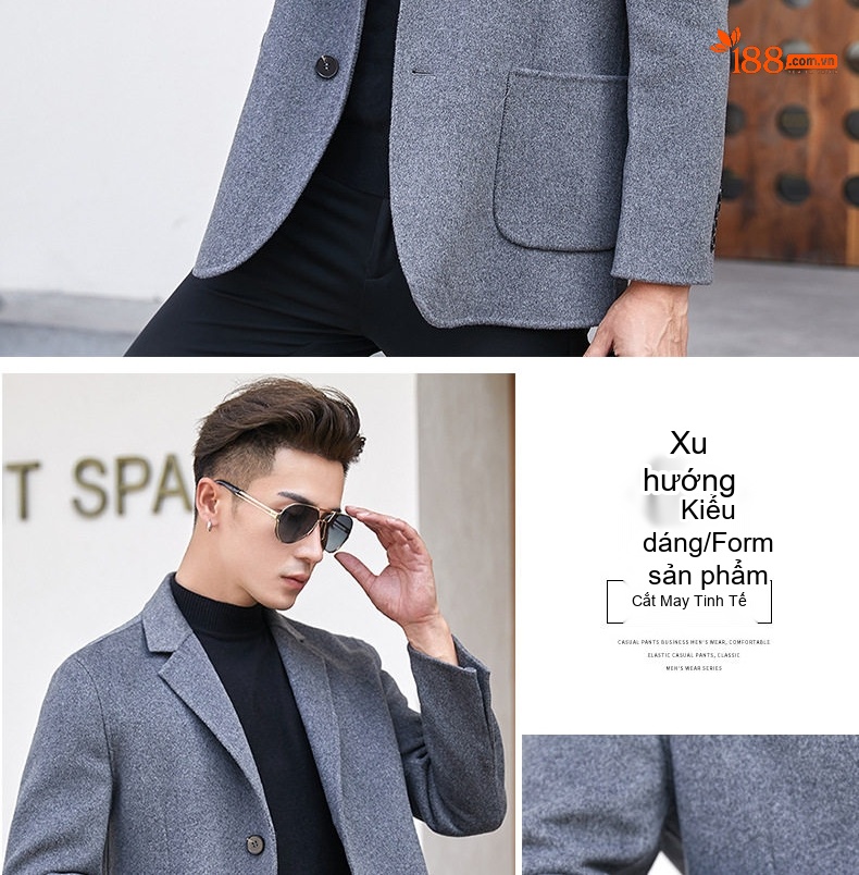 Áo Vest Nam 100% Lông Cừu Mỏng Dáng Ôm Thu Đông Màu Nâu, Xám, Đen chi tiết 23