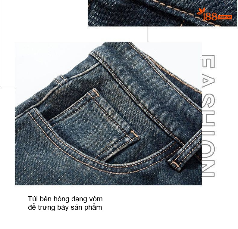 Quần Jean Nam Ống Đứng Lót Lông Dày Dặn Co Giãn Màu Xám Đậm, Đen chi tiết 7