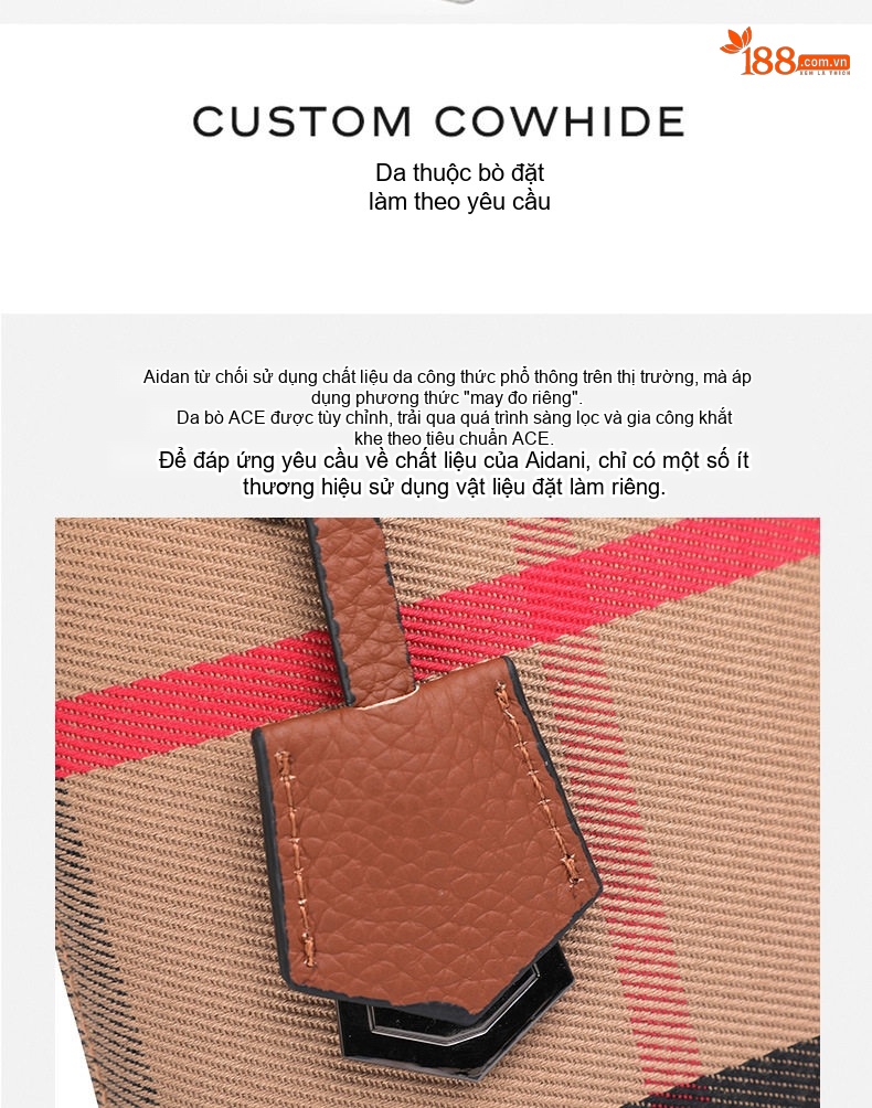 Túi Xách Nữ Vải Canvas Kẻ Ô Có Quai Xách Tay và Đeo Chéo Màu Nâu chi tiết 9