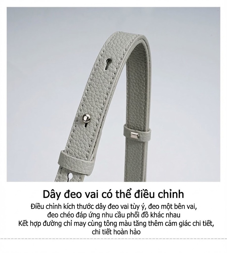 Túi Đeo Vai/Đeo Chéo Nữ Da Mềm Thiết Kế Nhỏ Gọn Màu Nâu, Kem, Xám chi tiết 14