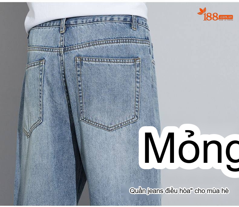 Quần Jean Nam Lyocell Ống Rộng Dáng Suông Thời Trang chi tiết 5