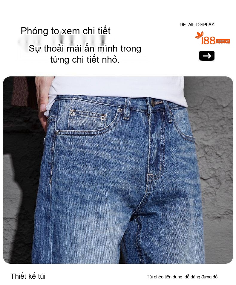 Quần Jean Dáng Rộng Thẳng Đứng Phong Cách Retro Mỹ Thoải Mái Không Kén Dáng Màu Xanh Dương chi tiết 33