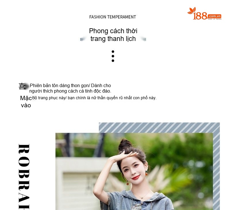 Set Bộ Quần Áo Nữ Phong Cách Trung Hoa Cổ Điển Áo Hoodie Tay Ngắn Chân Váy Jean Dáng Dài Thêu Họa Tiết chi tiết 3